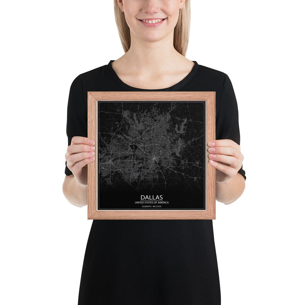 Dallas Black Framed Map