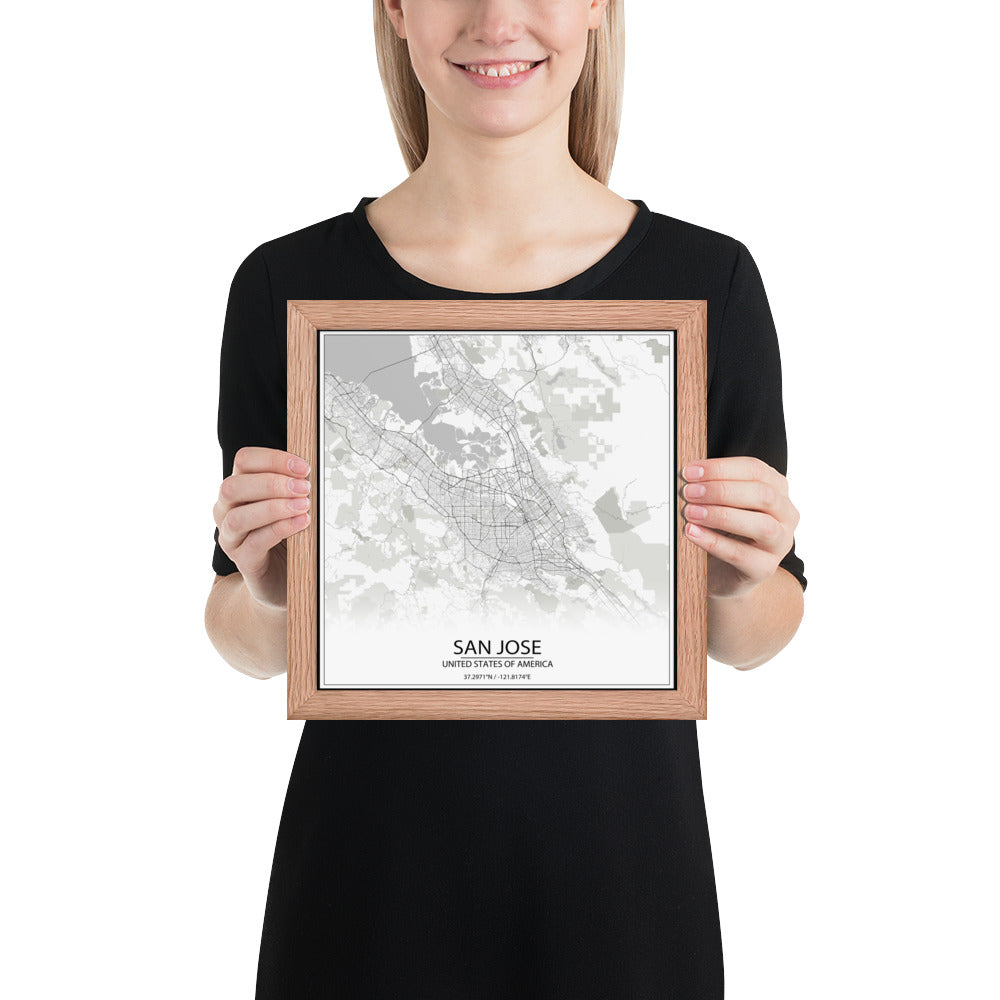 San Jose White Framed Map