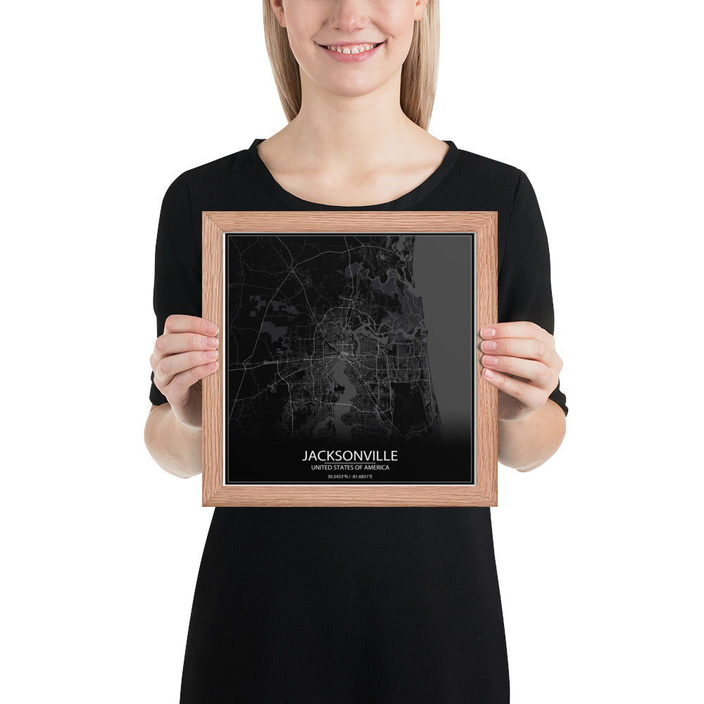 Jacksonville Black Framed Map