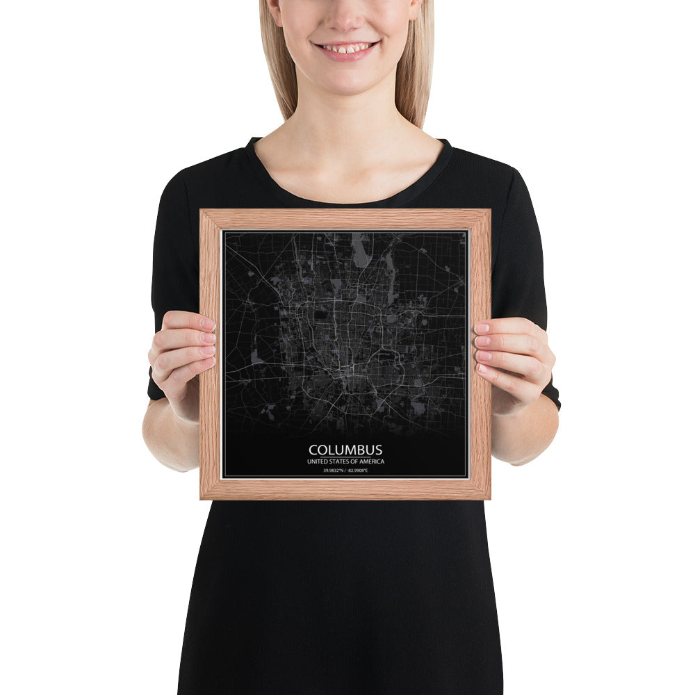 Columbus Black Framed Map