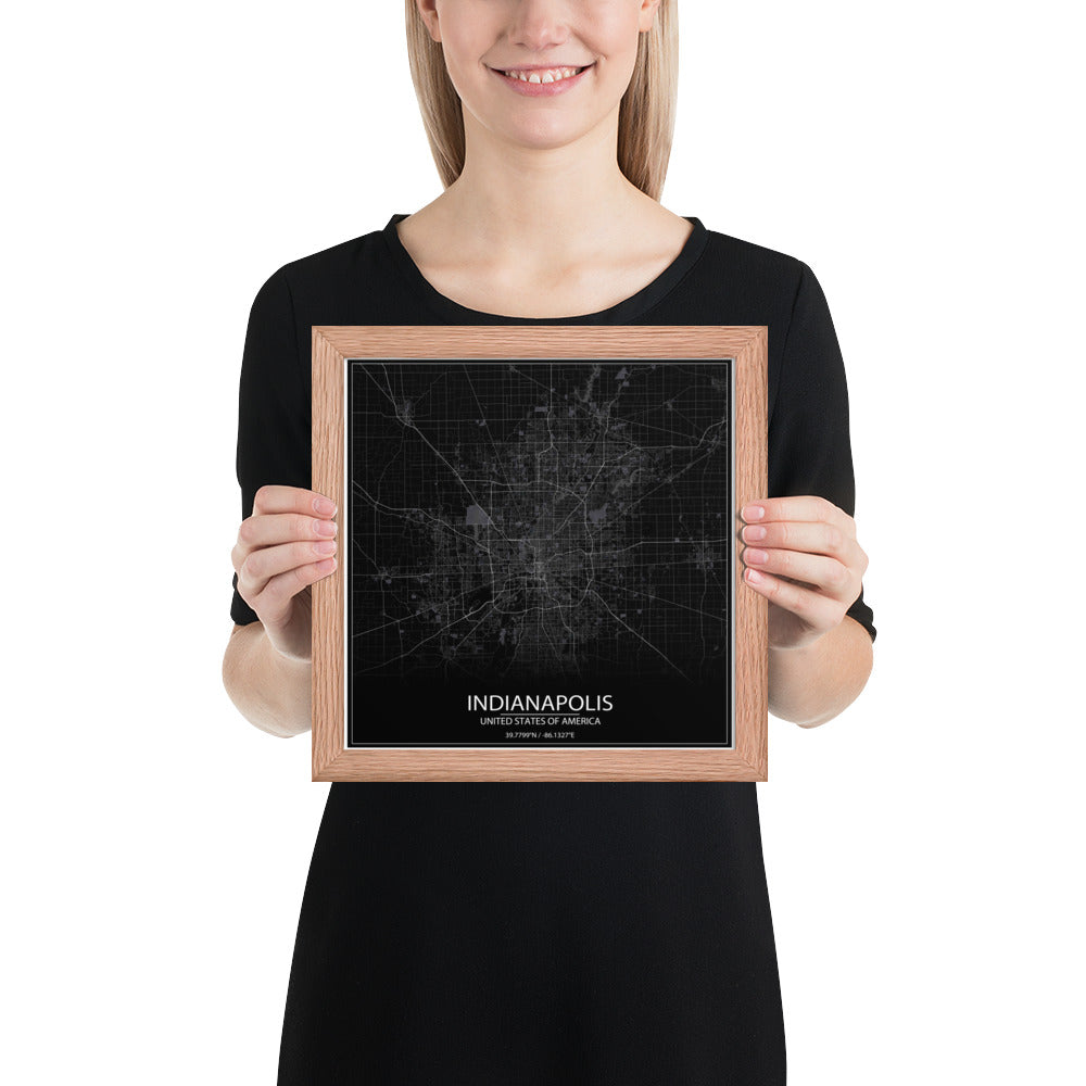 Indianapolis Black Framed Map