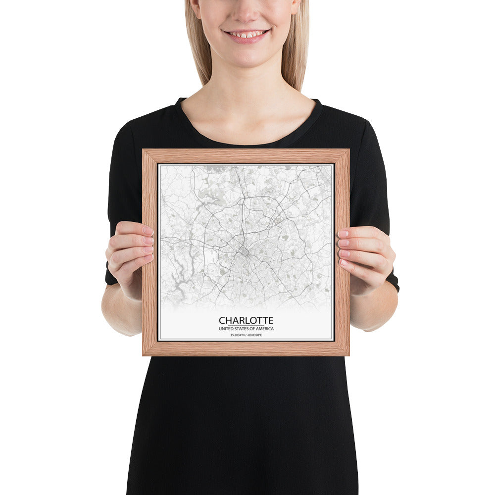 Charlotte White Framed Map