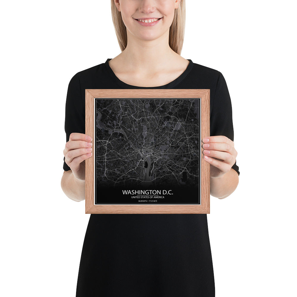 Washington, D.C. Black Framed Map