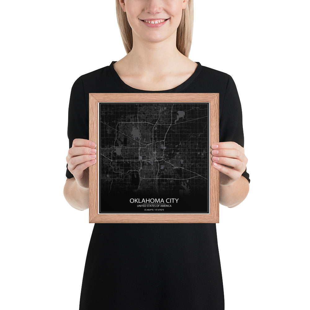 Oklahoma City Black Framed Map