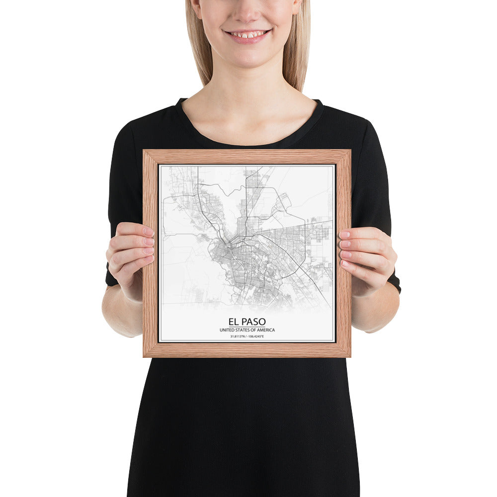 El Paso White Framed Map