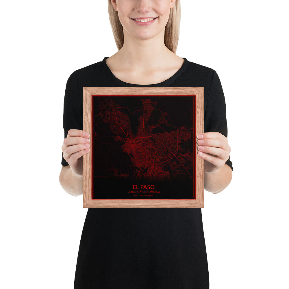 El Paso Black and Red Framed Map