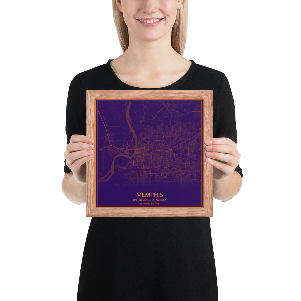 Memphis Purple and Orange Framed Map