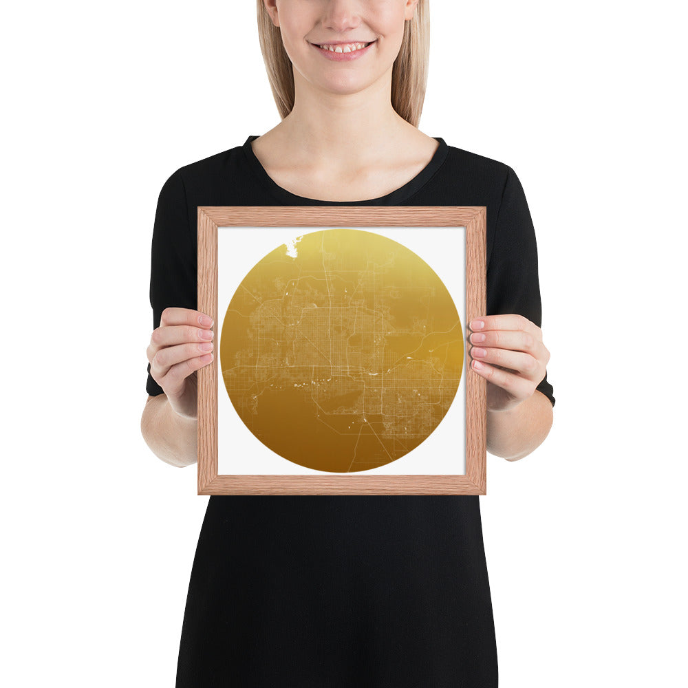 Phoenix Gold on White Framed Map