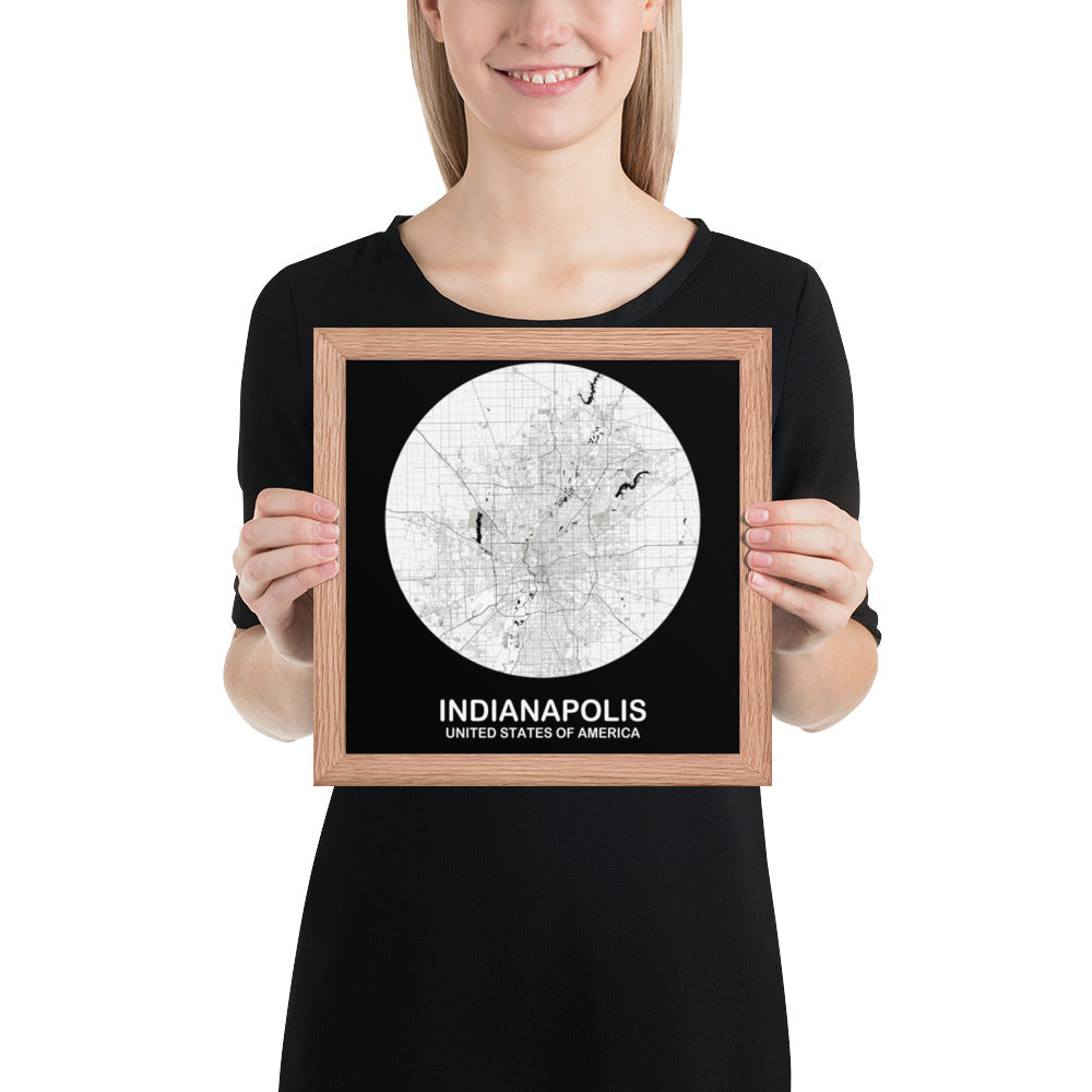 Indianapolis Circular White Framed Map