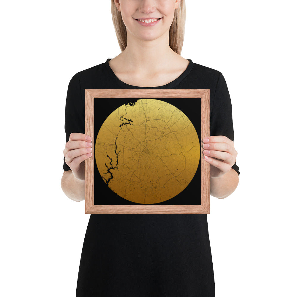 Charlotte Gold on Black Framed Map