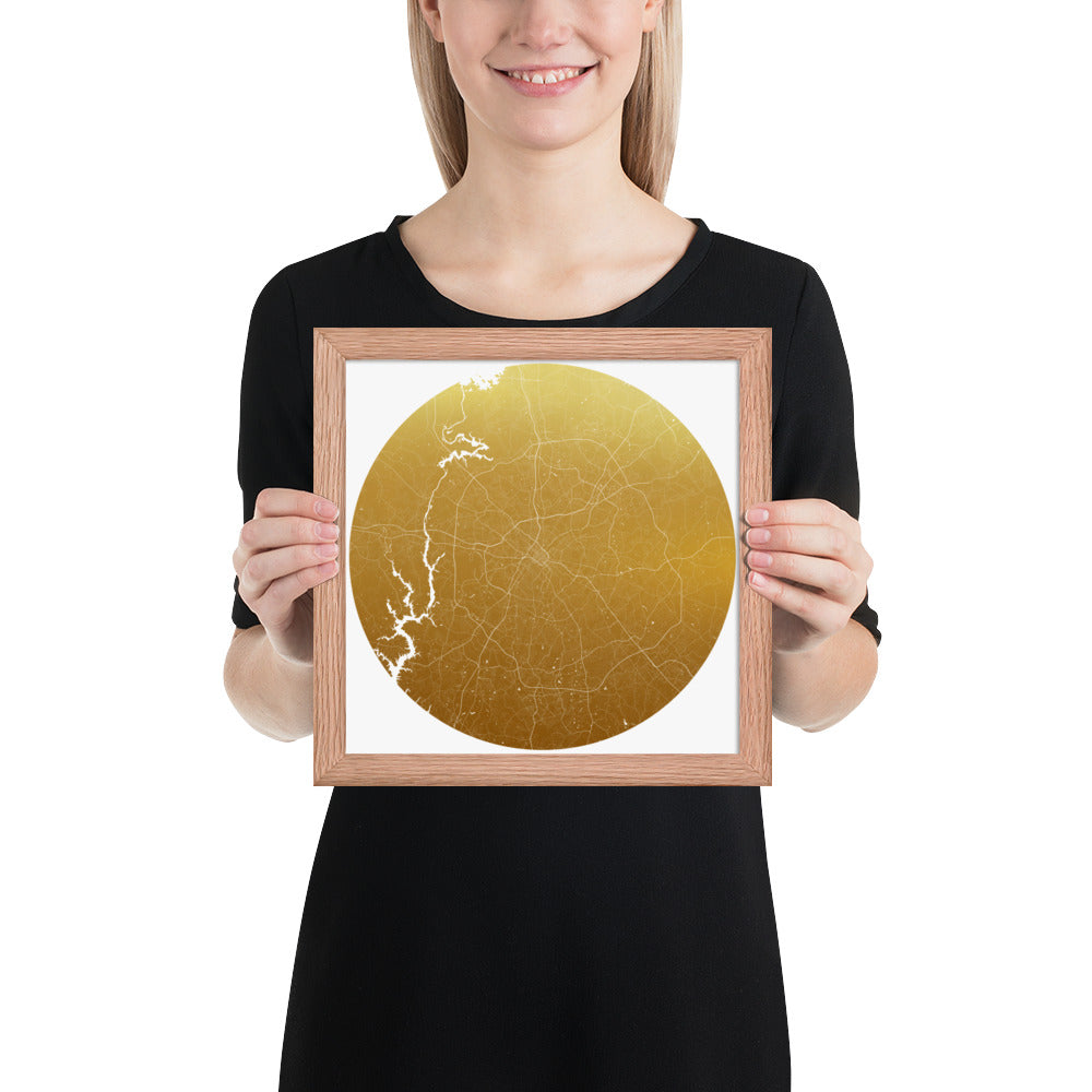 Charlotte Gold on White Framed Map