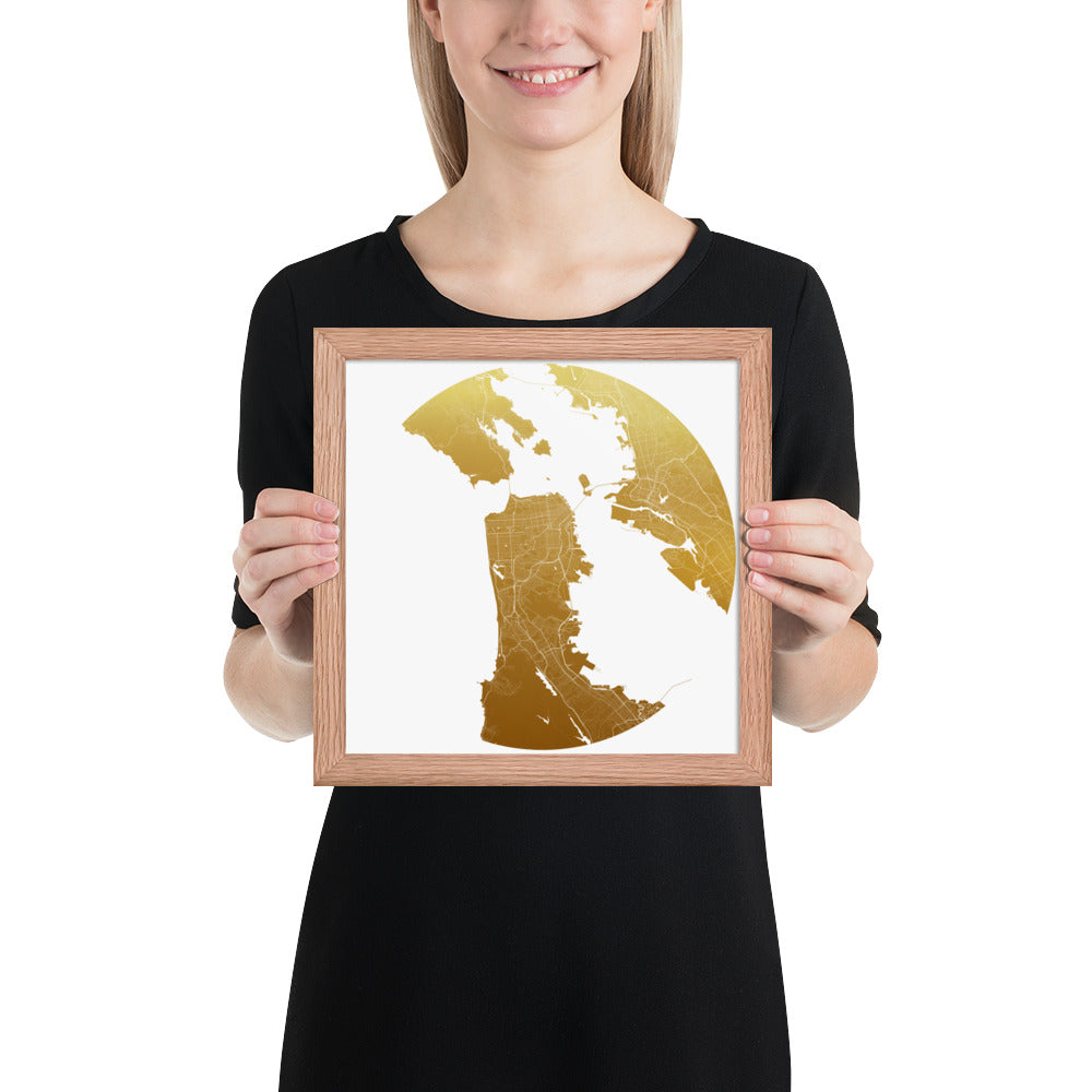 San Francisco Gold on White Framed Map