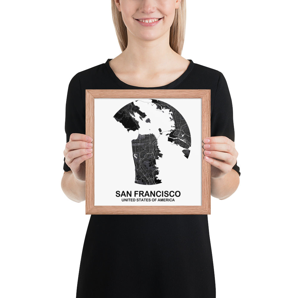 San Francisco Circular Black Framed Map