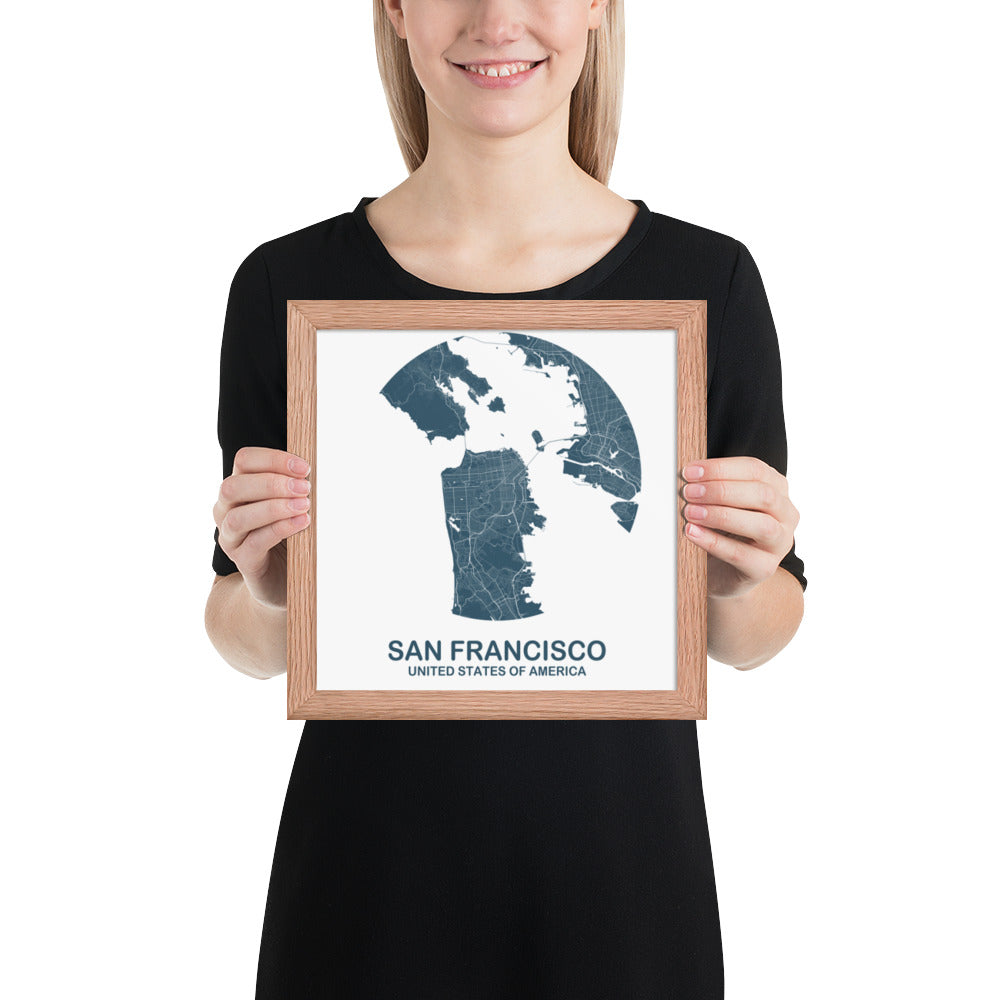 San Francisco Circular Blue Framed Map