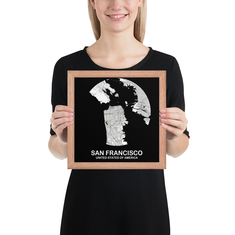 San Francisco Circular White Framed Map