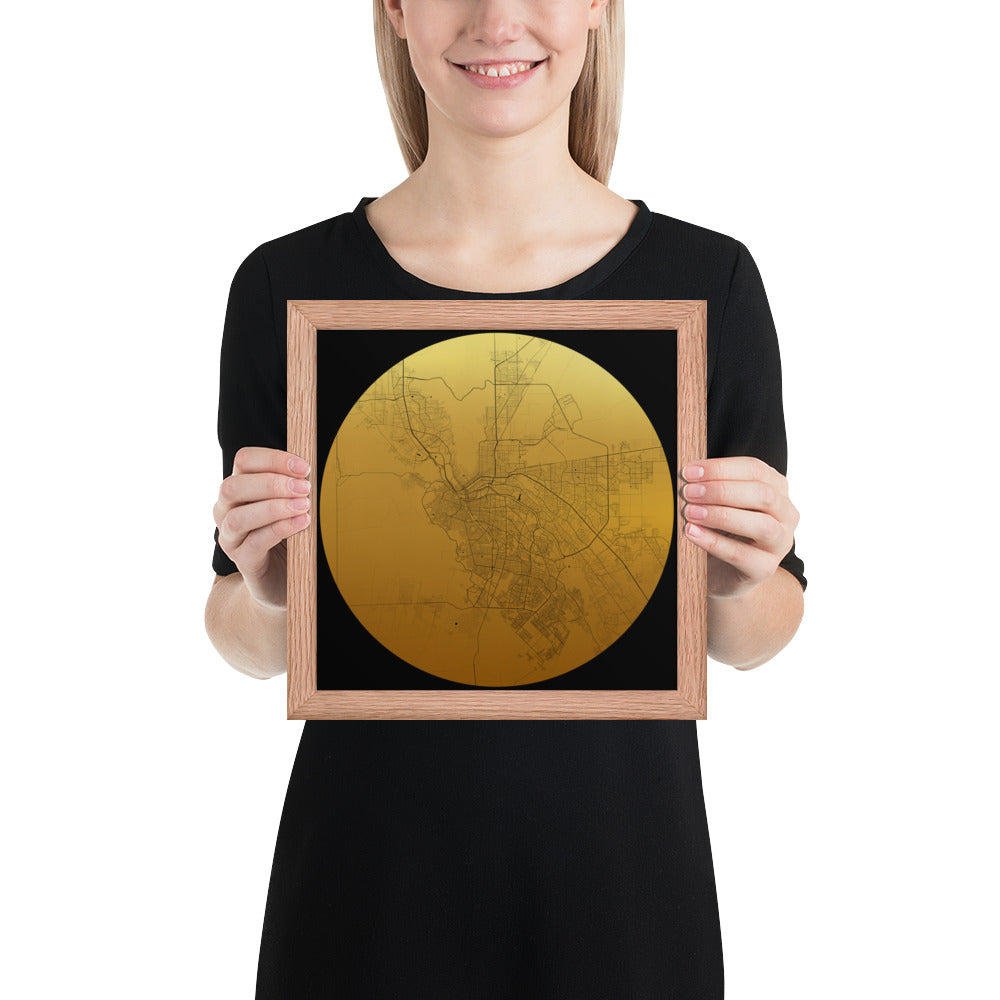 El Paso Gold on Black Framed Map