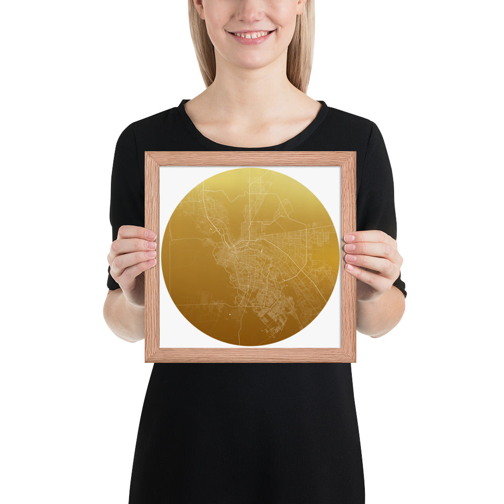 El Paso Gold on White Framed Map