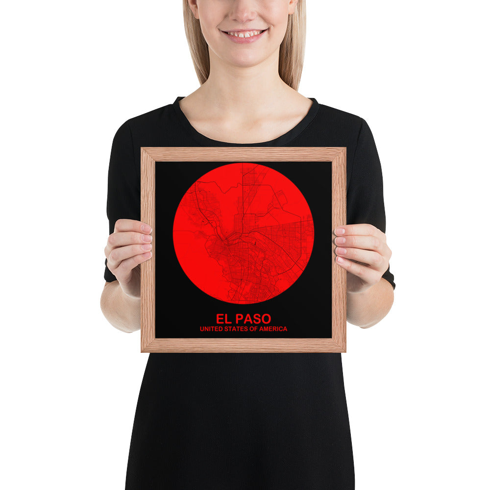 El Paso Circular Red Framed Map