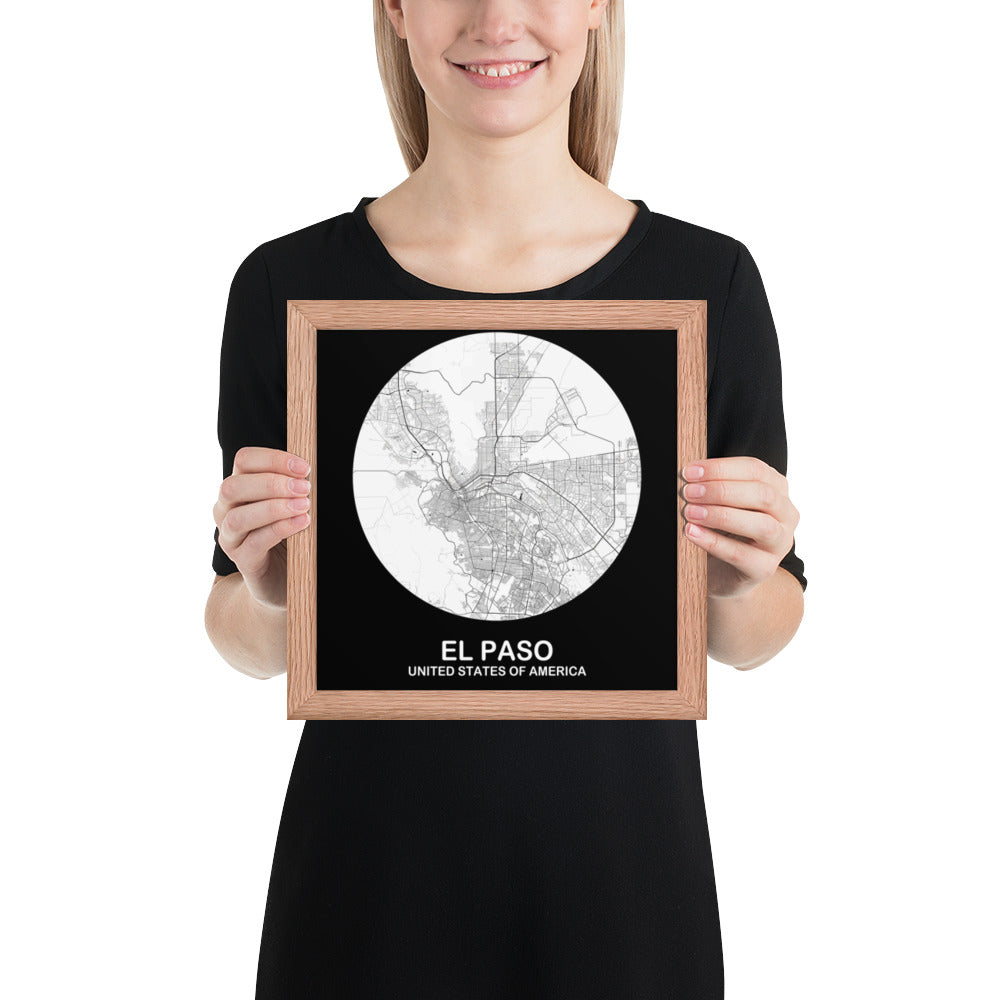 El Paso Circular White Framed Map