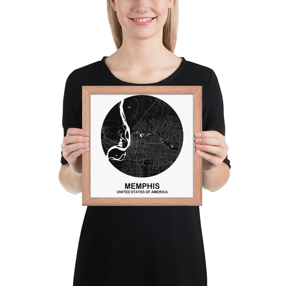 Memphis Circular Black Framed Map