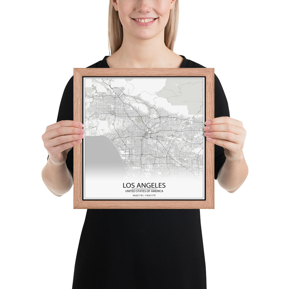 Los Angeles White Framed Map