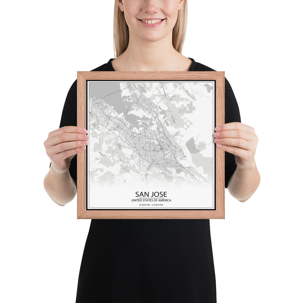 San Jose White Framed Map