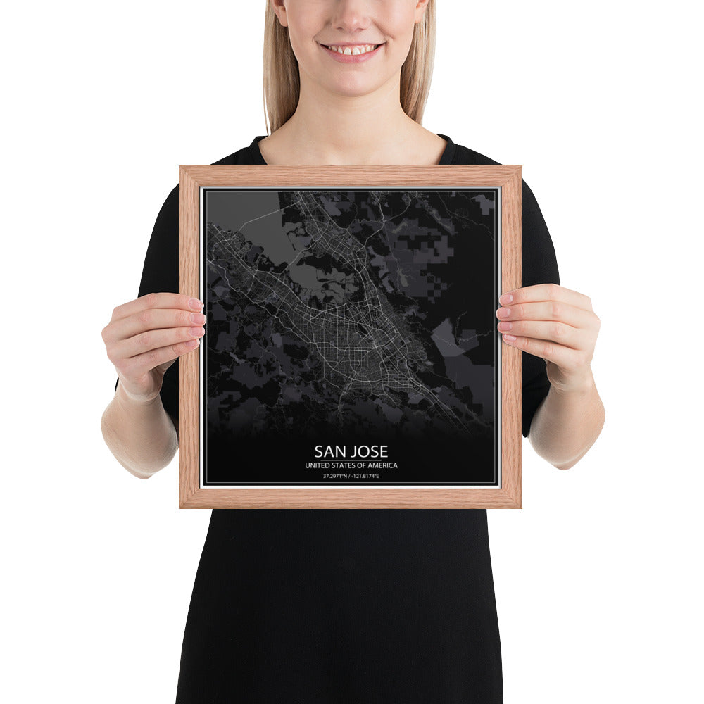 San Jose Black Framed Map