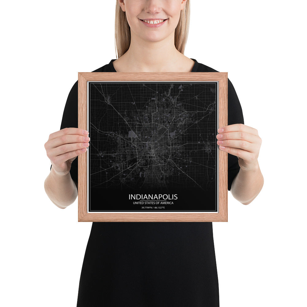 Indianapolis Black Framed Map