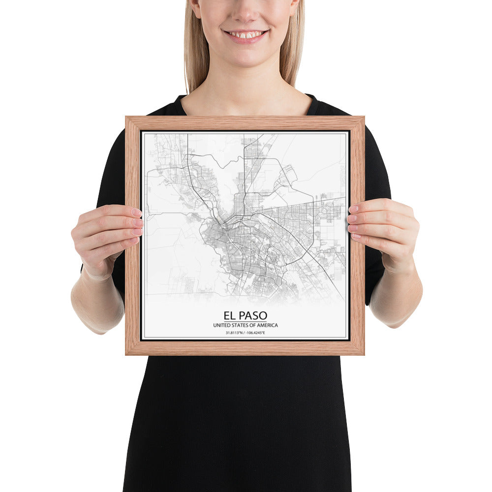 El Paso White Framed Map