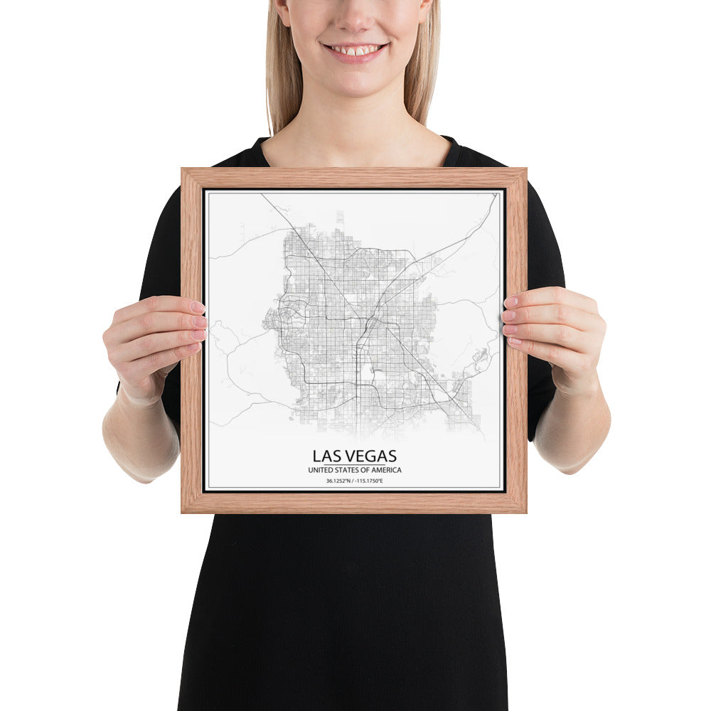 Las Vegas White Framed Map