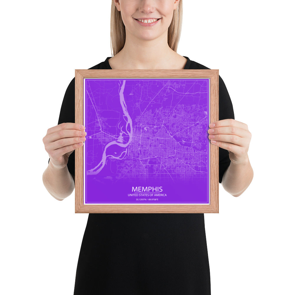 Memphis Purple and White Framed Map