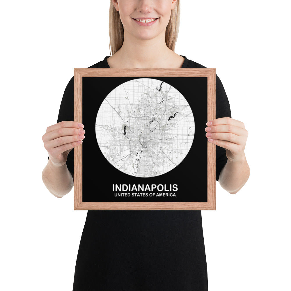 Indianapolis Circular White Framed Map