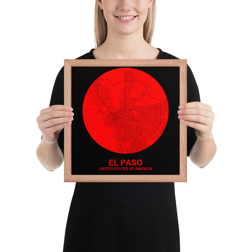 El Paso Circular Red Framed Map