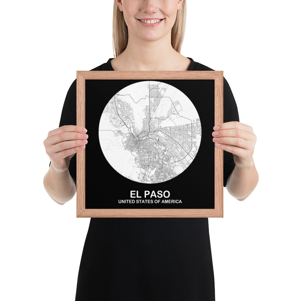 El Paso Circular White Framed Map