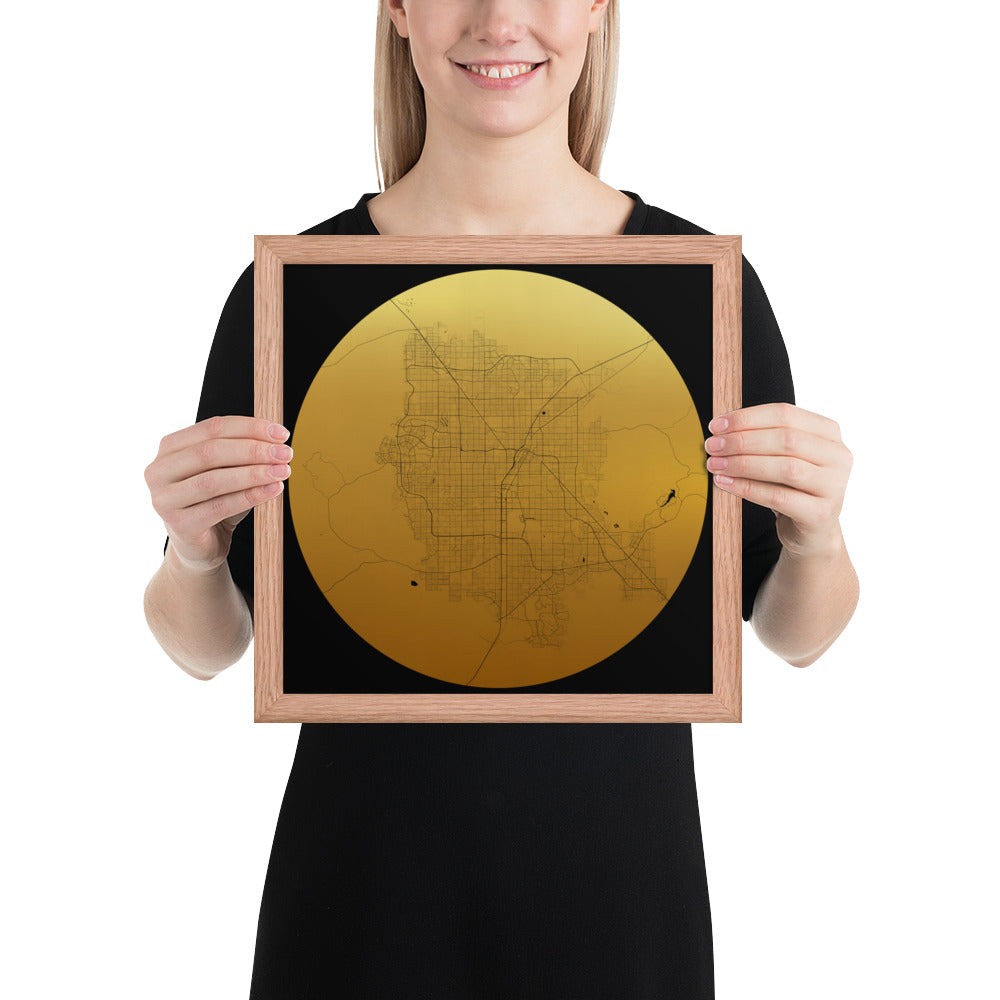 Las Vegas Gold on Black Framed Map