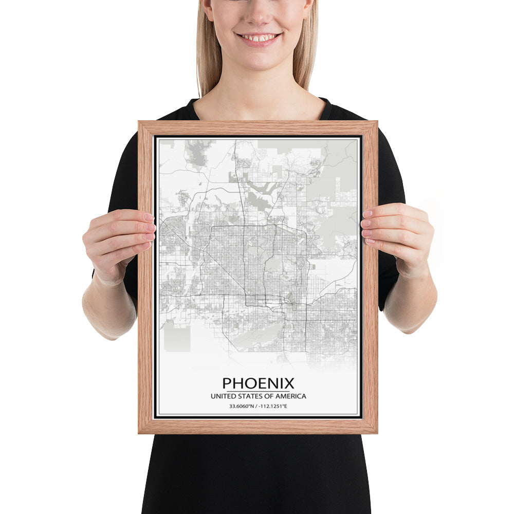 Phoenix White Framed Map