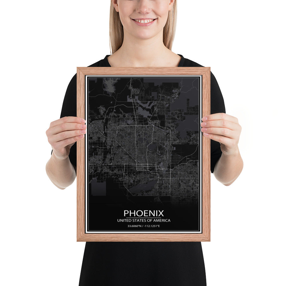 Phoenix Black Framed Map