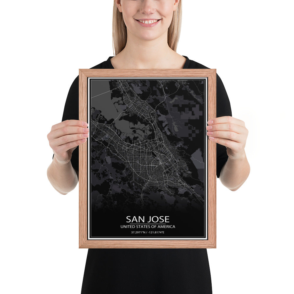 San Jose Black Framed Map