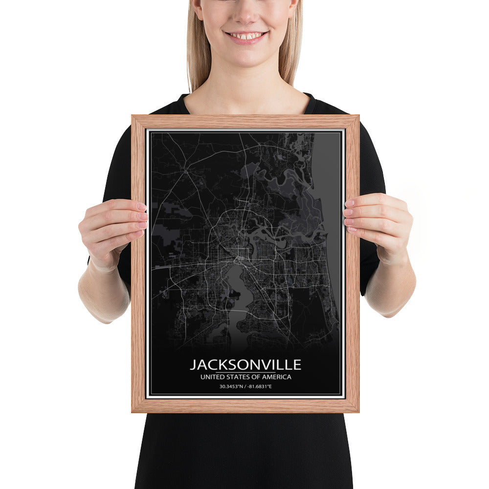 Jacksonville Black Framed Map