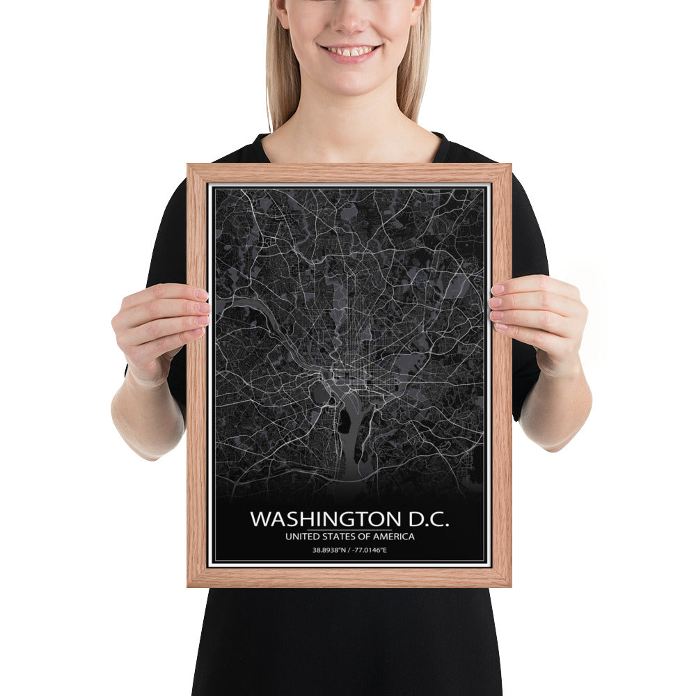 Washington, D.C. Black Framed Map