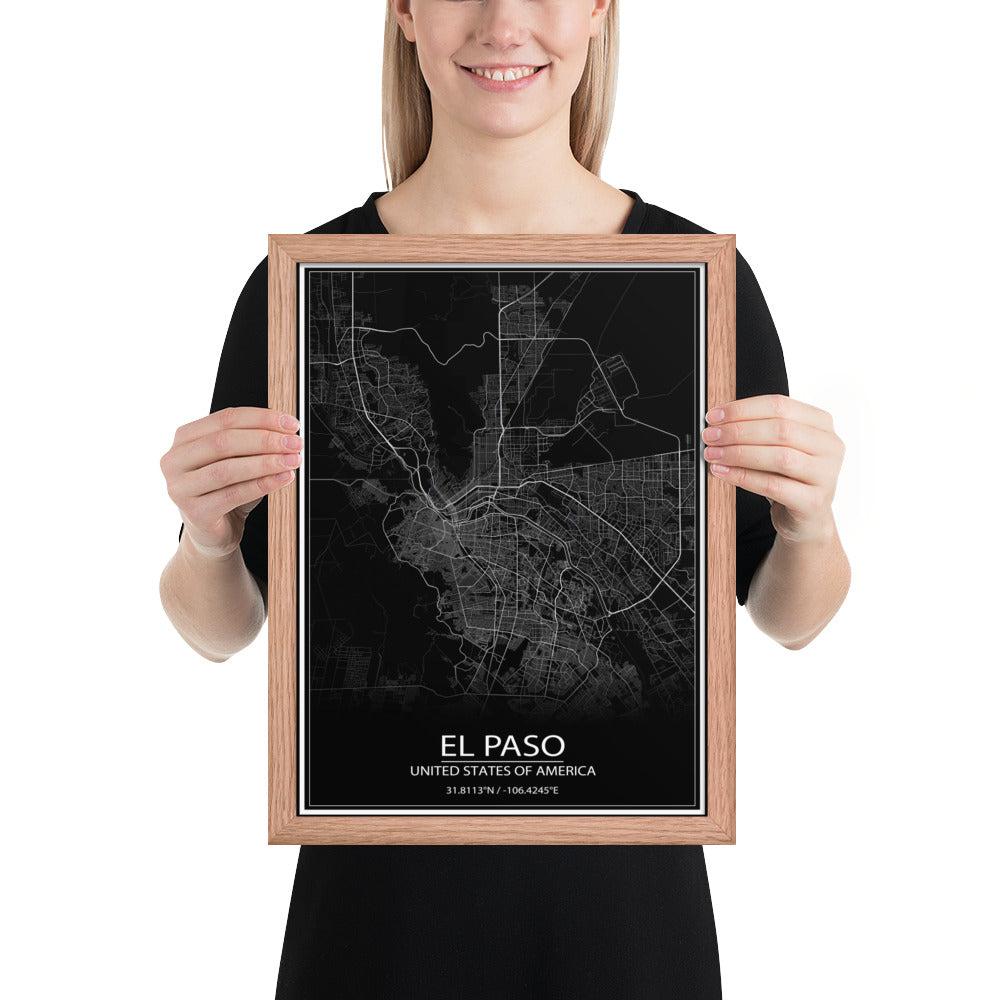 El Paso Black Framed Map