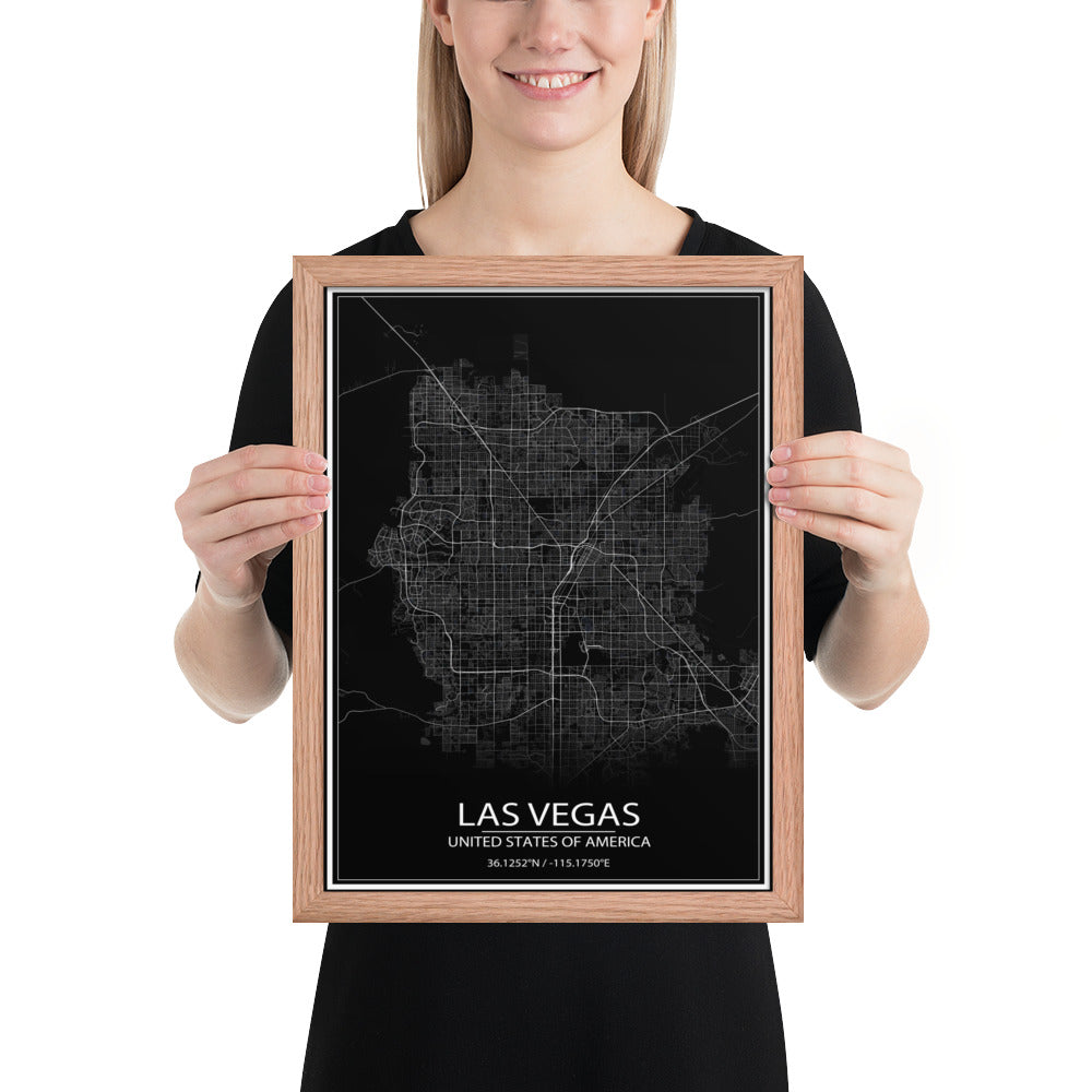 Las Vegas Black Framed Map