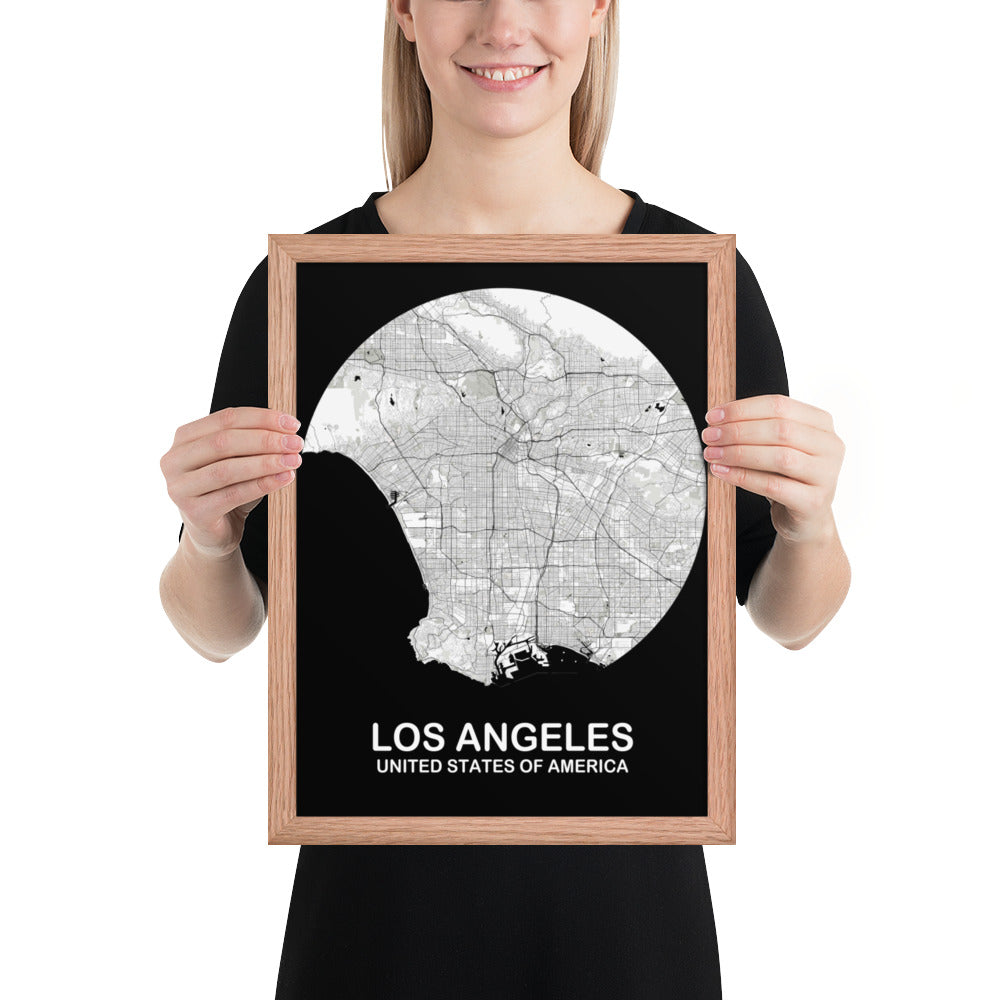 Los Angeles Circular White Framed Map