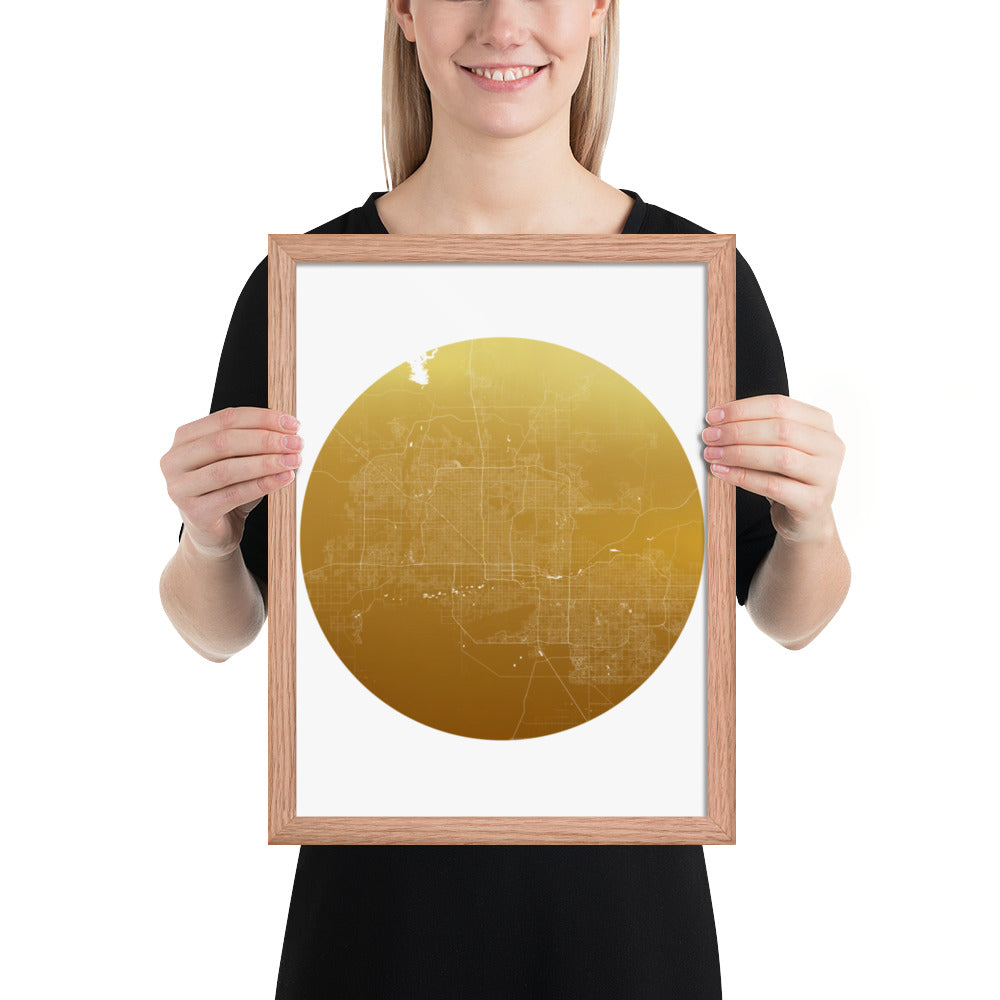 Phoenix Gold on White Framed Map