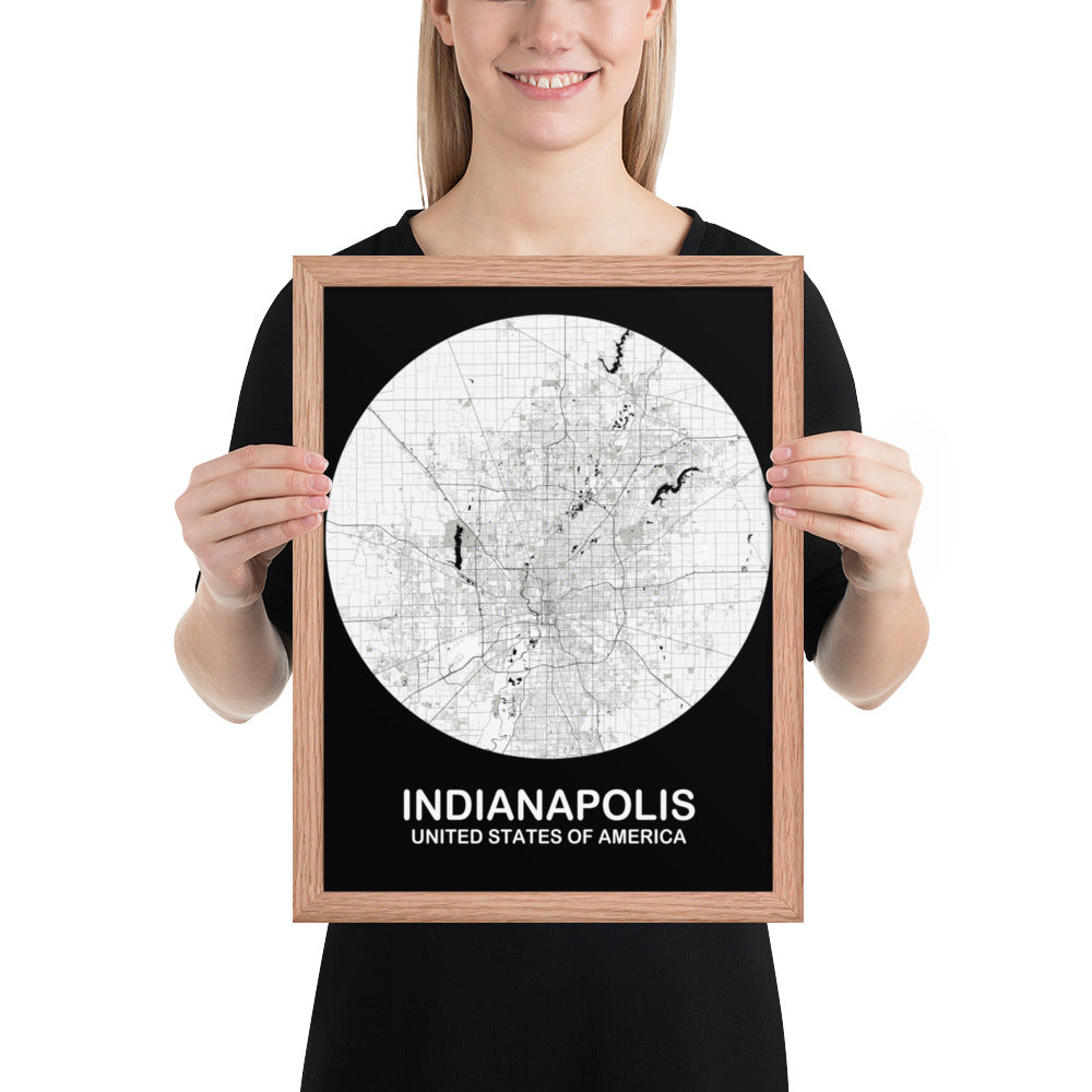 Indianapolis Circular White Framed Map