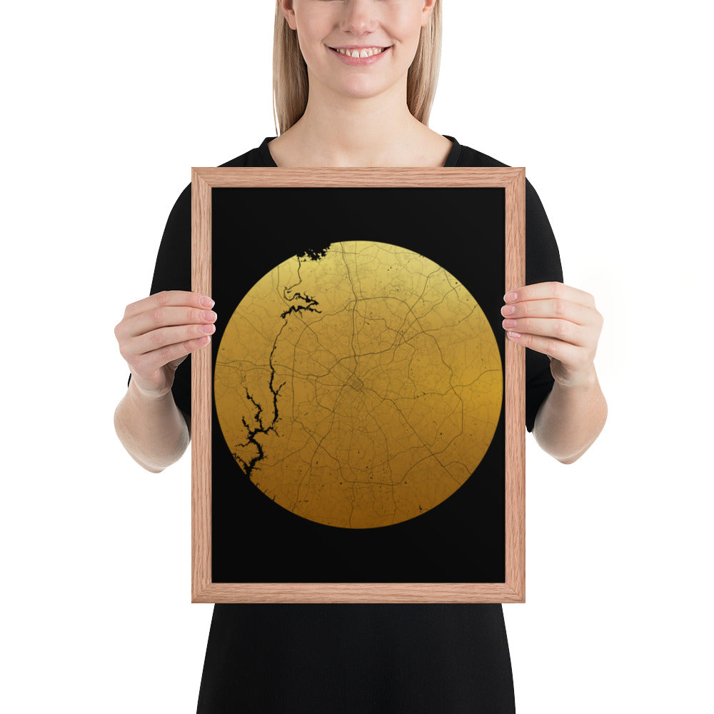 Charlotte Gold on Black Framed Map