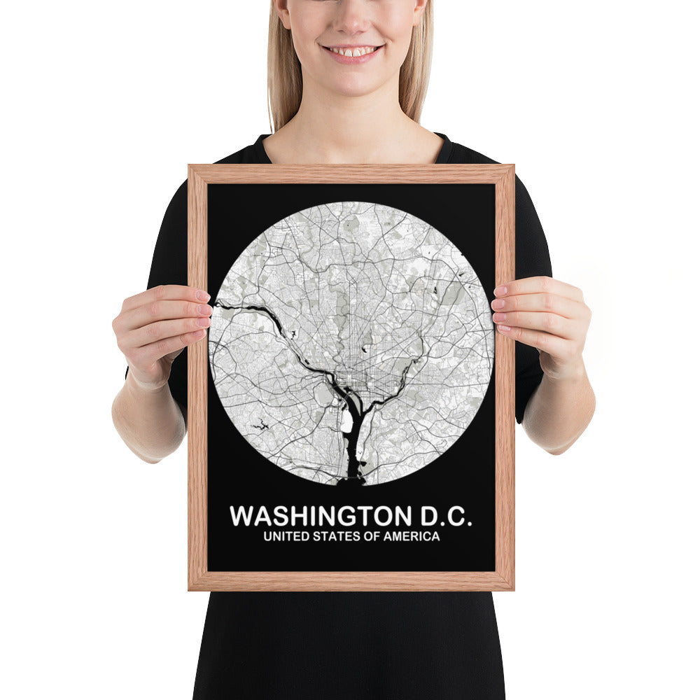 Washington, D.C. Circular White Framed Map