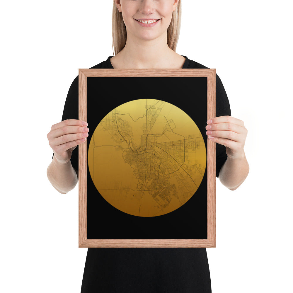 El Paso Gold on Black Framed Map