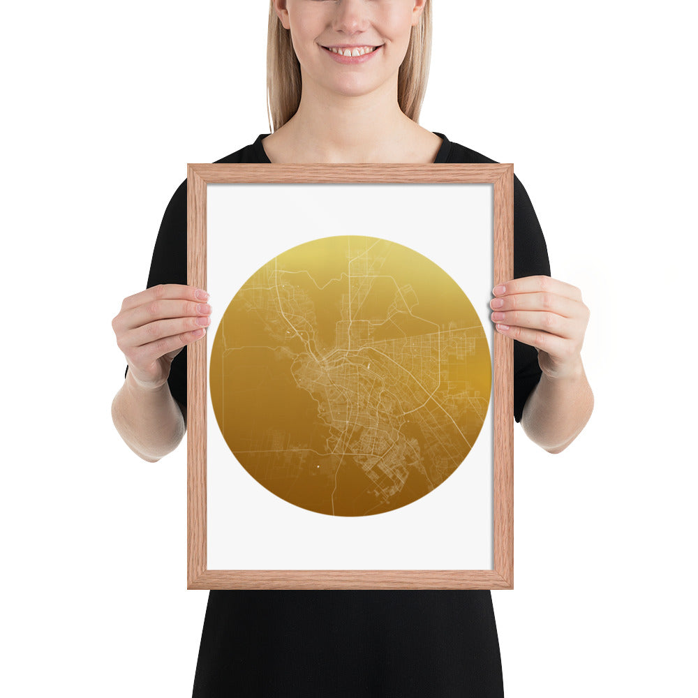 El Paso Gold on White Framed Map