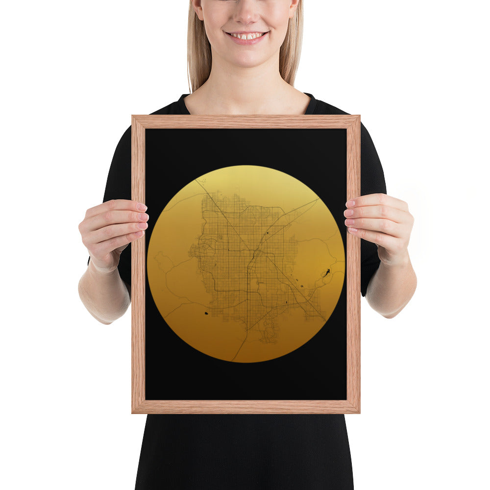 Las Vegas Gold on Black Framed Map